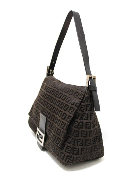 fendi zucca canvas shoulder bag|Fendi zucca mama baguette.